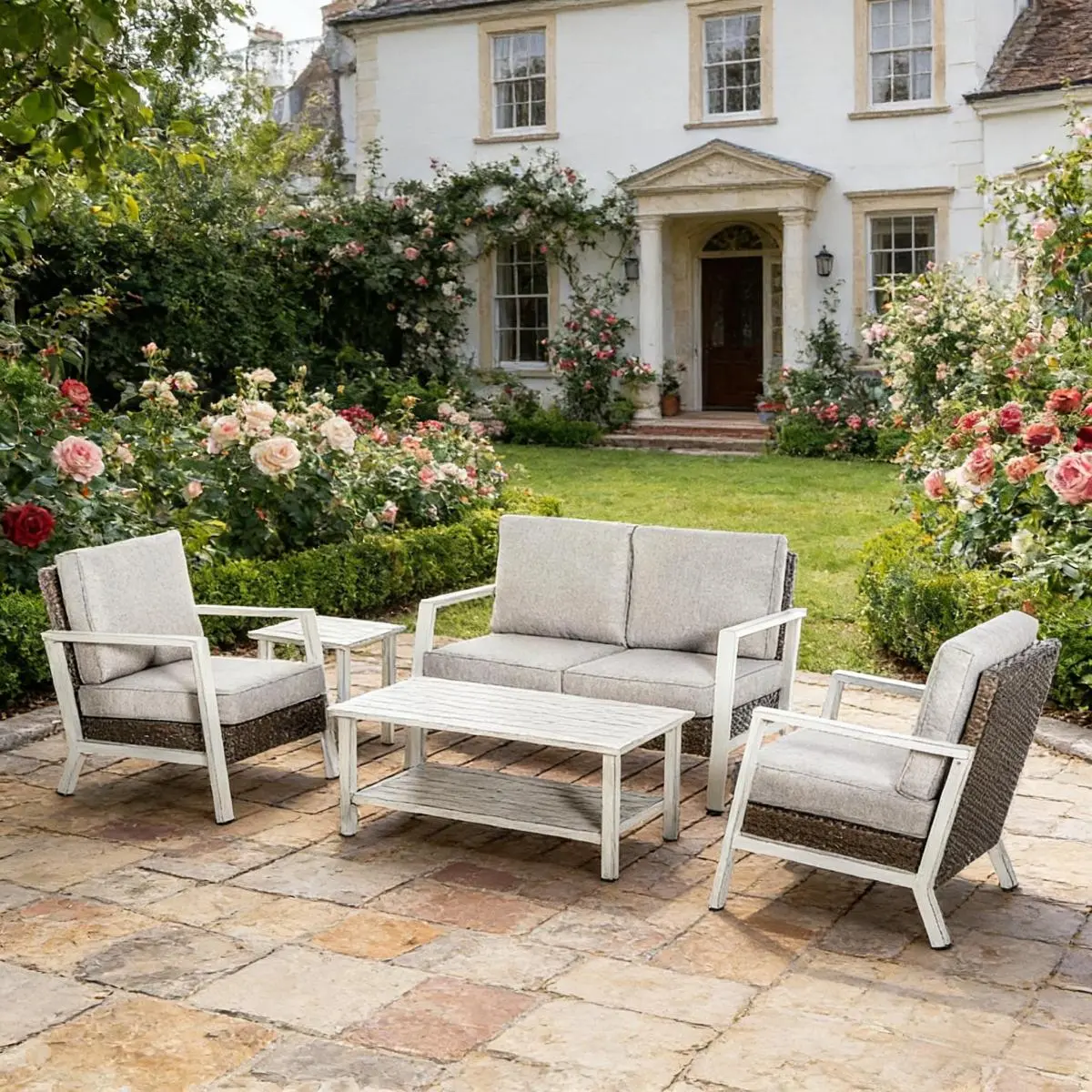 Aobtkel Outdoor Conversation Furniture Set - Tough Outdoor Furniture Sets for Garden Use