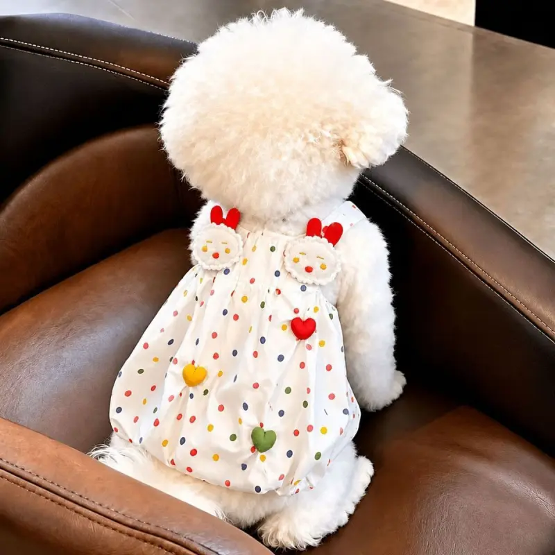 Summer Thin Dog Dress, Rainbow Polka Dot Princess Puppy Dress, Cute Pet Clothes for Small Dogs, Daily Wear Dog Skirt for Chihuahua Yorkie Teacup Dogs