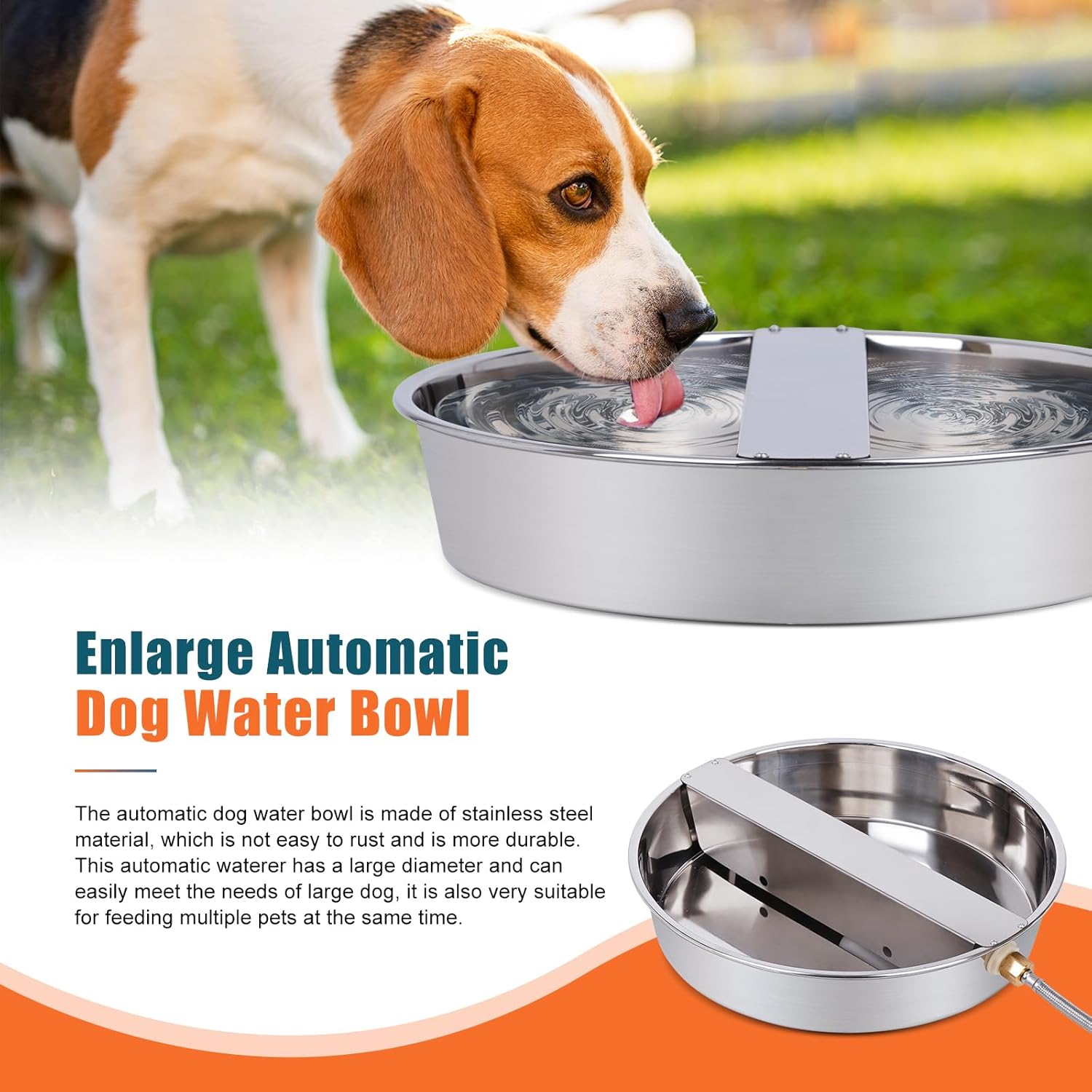 Automatic Water Bowl Dispenser Large Breed Outdoor Stainless Steel Pet  Waterer with Float Valve Auto Fill Waterer for Large Dogs Cats Chicken  Livestock - TikTok Shop