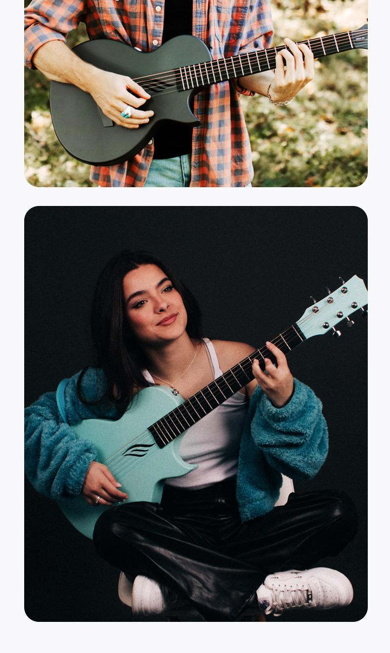 【Enya NOVA GO SP1 】 Carbon Fiber Travel Guitar 35" Acoustic Electric with Smart AcousticPlus Technology Built-in Effects USB Recording Bluetooth Speaker Beginner Bundle Gig Bag Accessories guitar for beginners