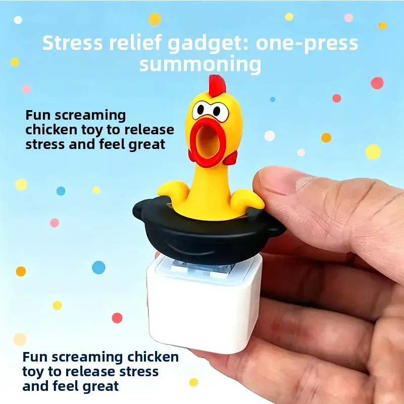 Funny Screaming Chicken Keychain Sound Light Press Button Stress Relief Fidget Toy Cute Bag Pendant Novelty Gift