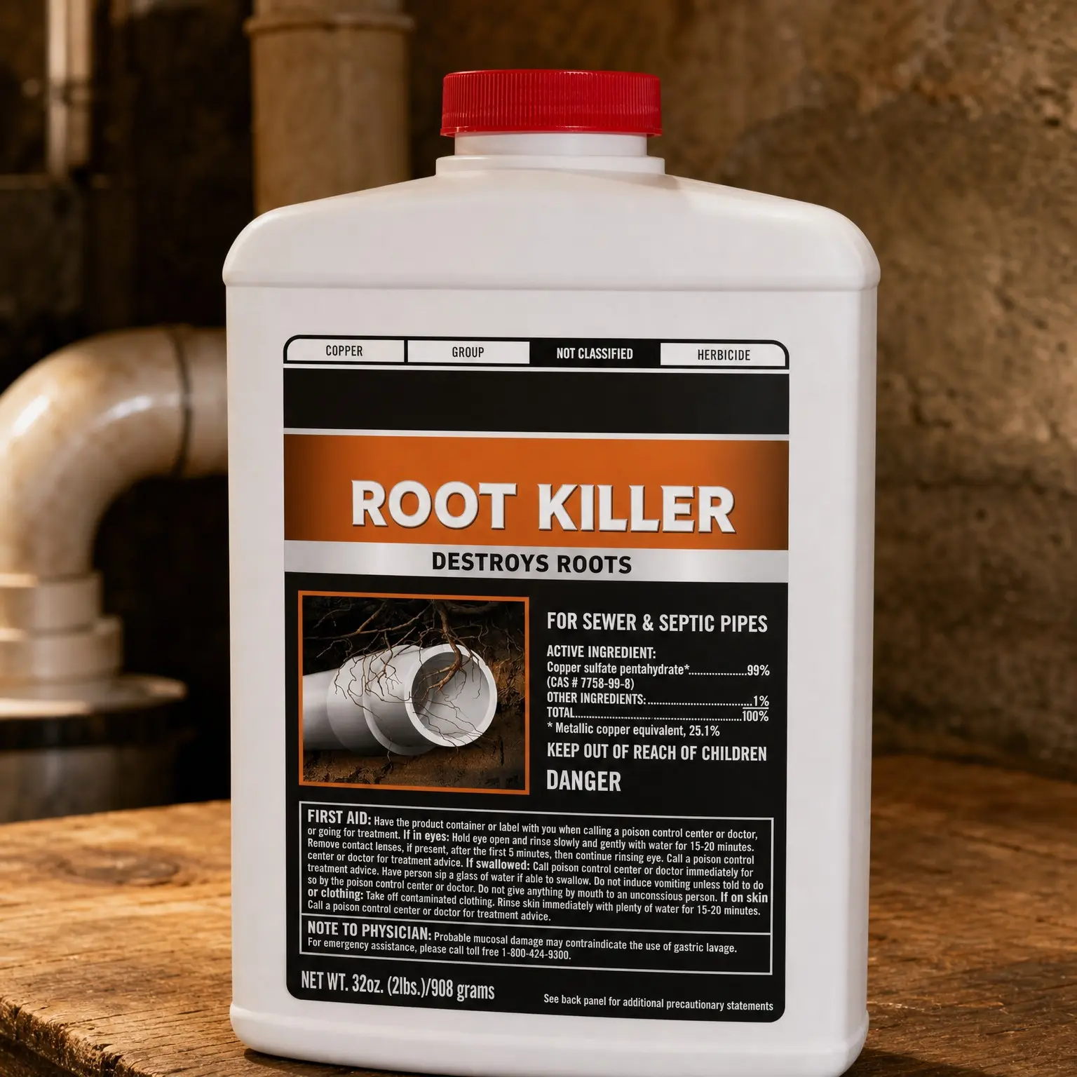 Granular Tree Root Killer for Septic Systems, Drain Fields & Sewer Lines – Chemical Clog Remover & Root Destroyer, Safe for Bathroom Toilets, 32 ozGift