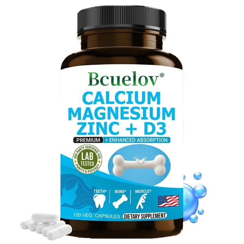 Bcuelov Calcium Magnesium Zinc + Vitamin D3 Health Supplement, Supports Bone and Teeth Health,Supports Immune System Health,120 Capsules