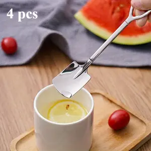 4pcs Shovel Spoon Coffee Spoon Shovel Shape Spoon Tea Sugar Stirring Spoon Ice Cream Spoon