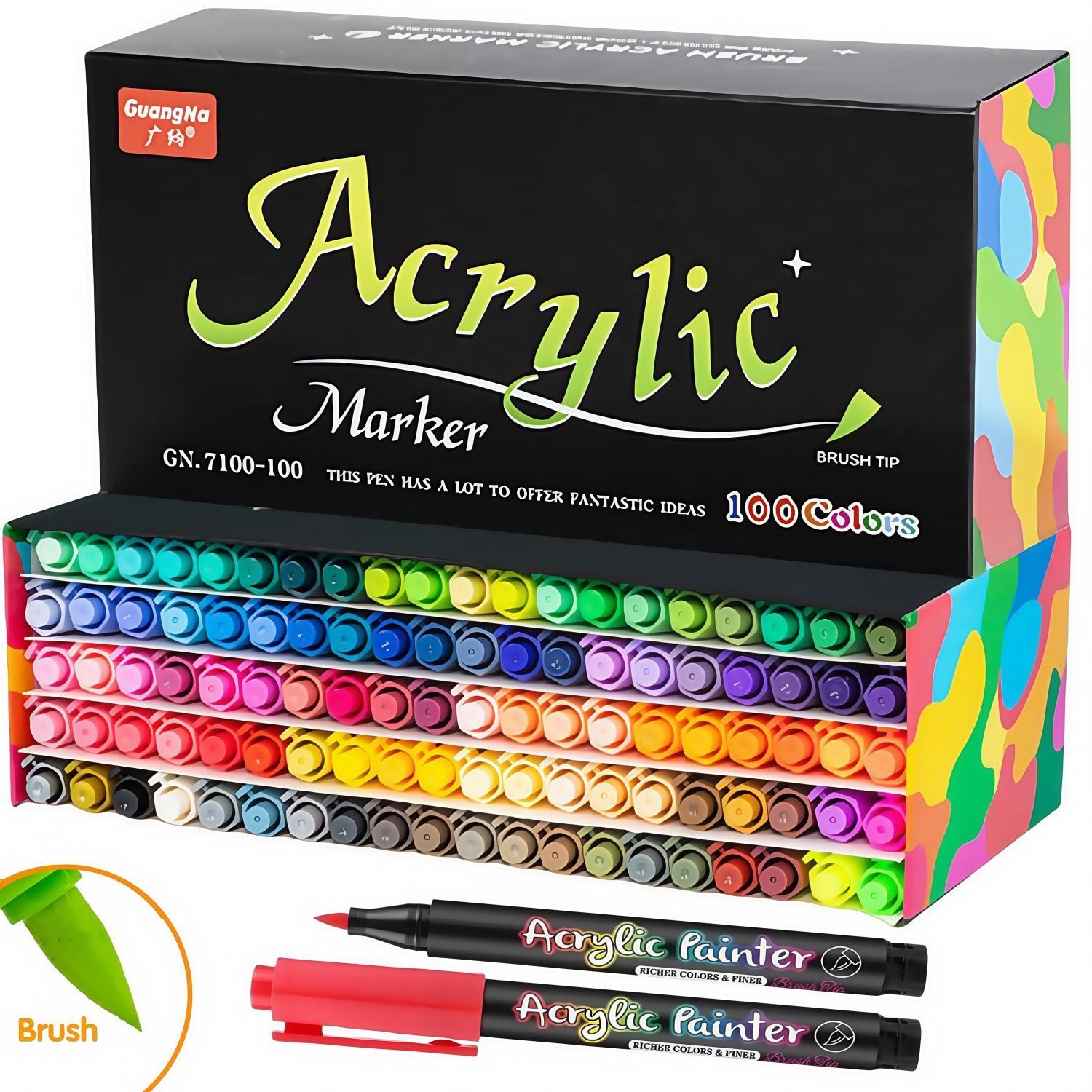 Acrylic Paint Marker Pen Set, Acrylic Painting Pen, 1 Box Acrylic Marker Soft Tip Pen, Multi-functional Art Supplies for DIY Doodling