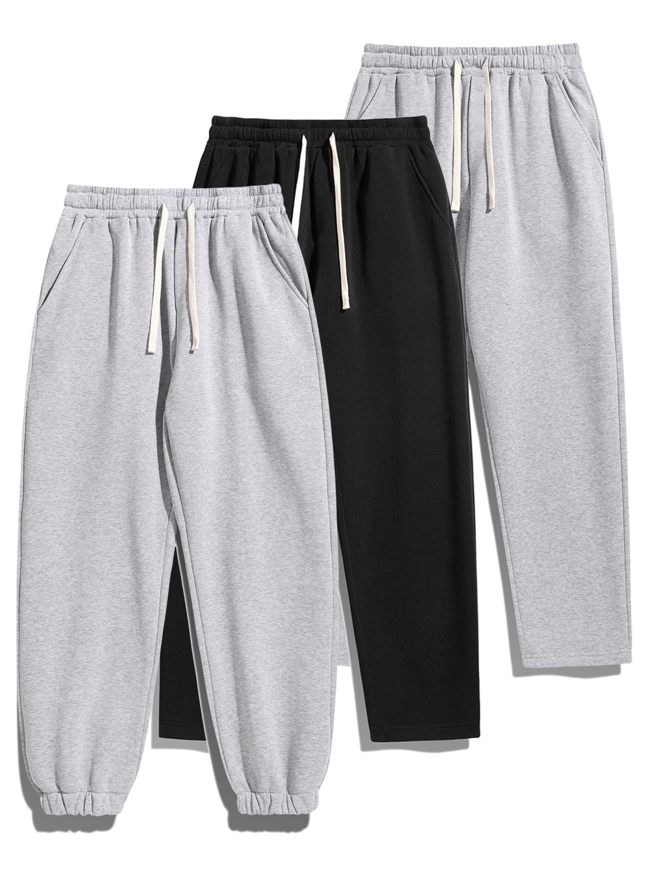 Men's Thermal Lined Pants with Drawstring Waist, Relaxed Fit Loose Sweatpants for Fall & Winter, Men's Bottoms