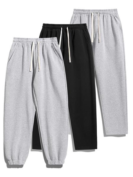 Men's Thermal Lined Pants with Drawstring Waist, Relaxed Fit Sweatpants for Fall & Winter, Men's Bottoms