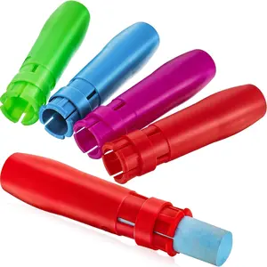10 Pieces Jumbo Plastic Adjustable Clip Sidewalk Chalk Holders, Railroad Chalk Holder for Kids Teachers Students, Suitable for Back to School Office Classroom, Blue Red Green Purple
