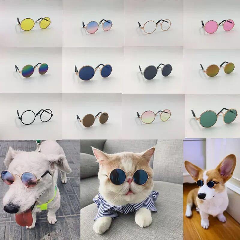 Dog Cat Pet Sunglasses Creative Trendy Sunwear Cute Accessories Mini Eyewear for Small Animals Adjustable Fit Summer Outdoor Play