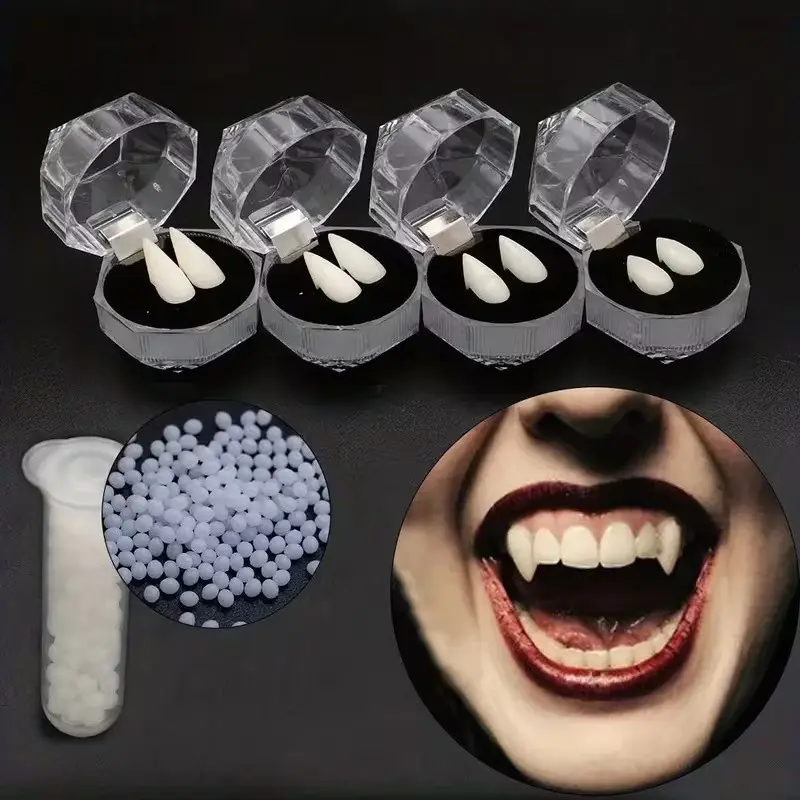 Halloween Vampire Teeth with Adhesive, Party Props, Faux Fangs, April Fool's Joke Teeth, Zombie Teeth, Small Canines, Makeup Accessories, Party Supplies