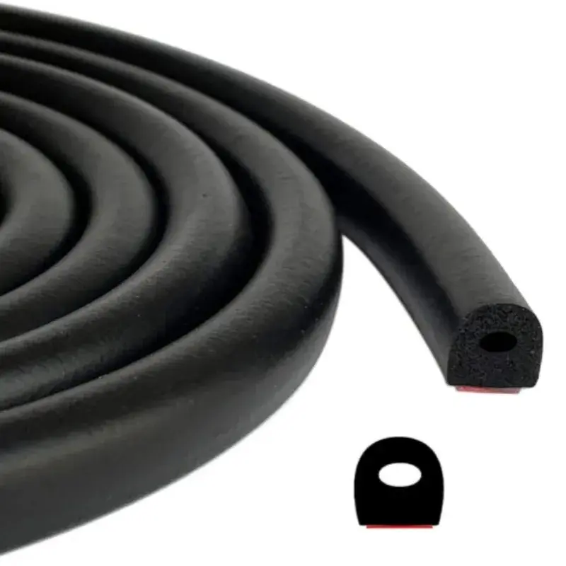 5m D Shape Foam Rubber Seal with Tape, Self-Adhesive Rubber Weather Stripping for Boat RV Marine Garage Doors Window and More