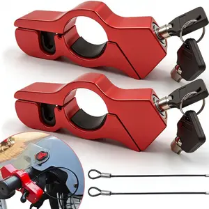 2PC Motorcycle Lock Set – Heavy Duty Anti-Theft Helmet & Brake Handlebar Locks, Universal Fit (<1.5″) for Motorcycles, Mopeds, Scooters, ATVs, Dirt Bikes, Street Bikes, Electric Scooters (Red)
