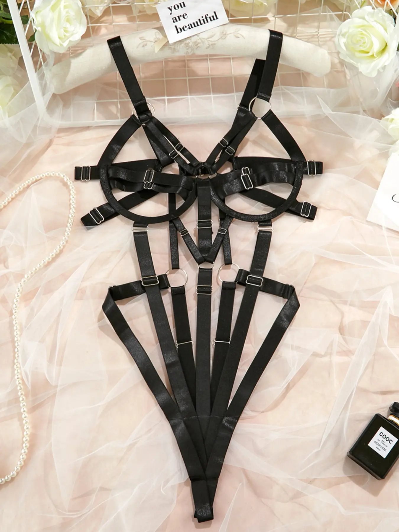 Women's Sexy Strappy Underwire Bodysuit - Backless Paneled Lingerie Teddy Underwear