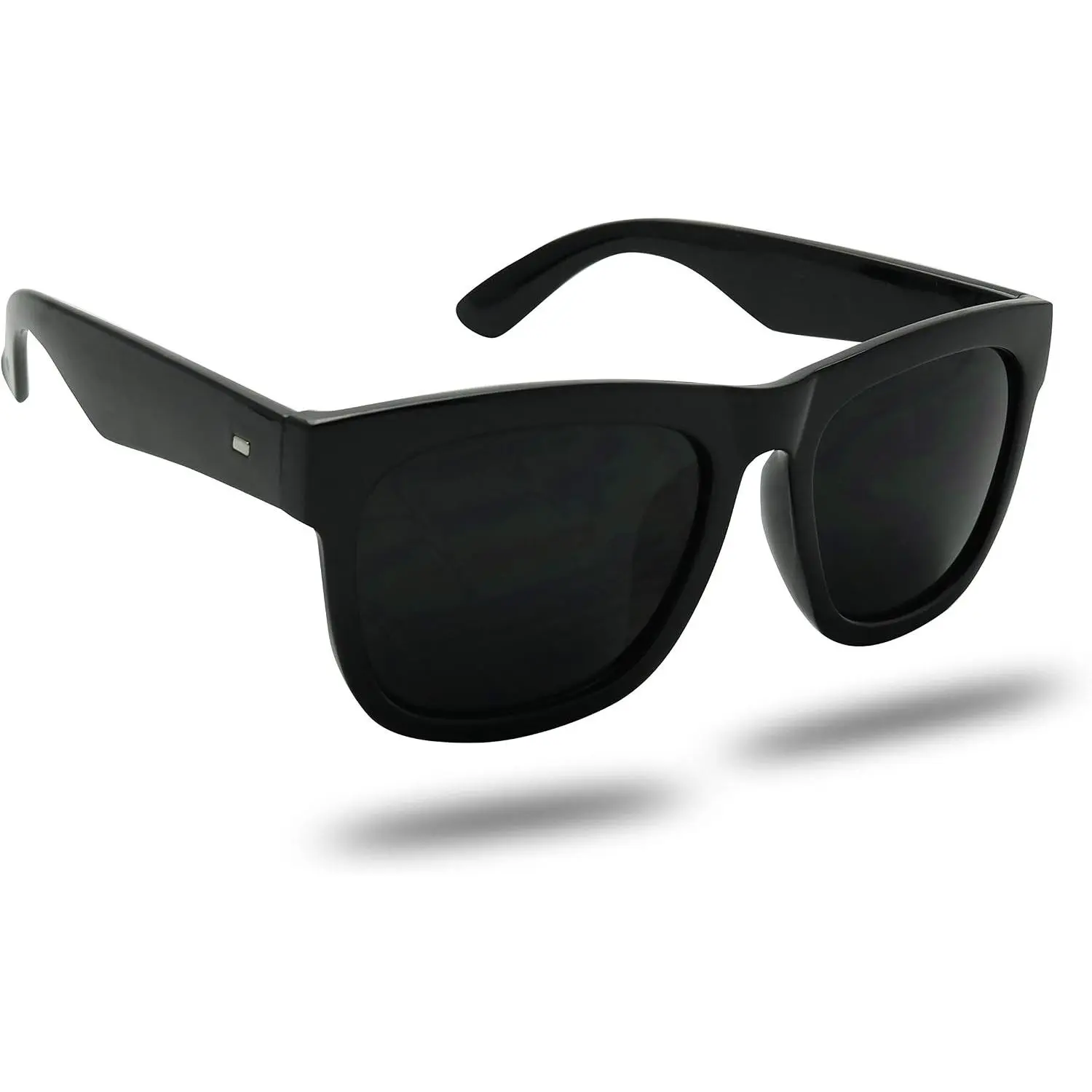 Super Dark Black Lens Flat Top Square Oversize  Shades Blackout Glasses Retro Sunglasses