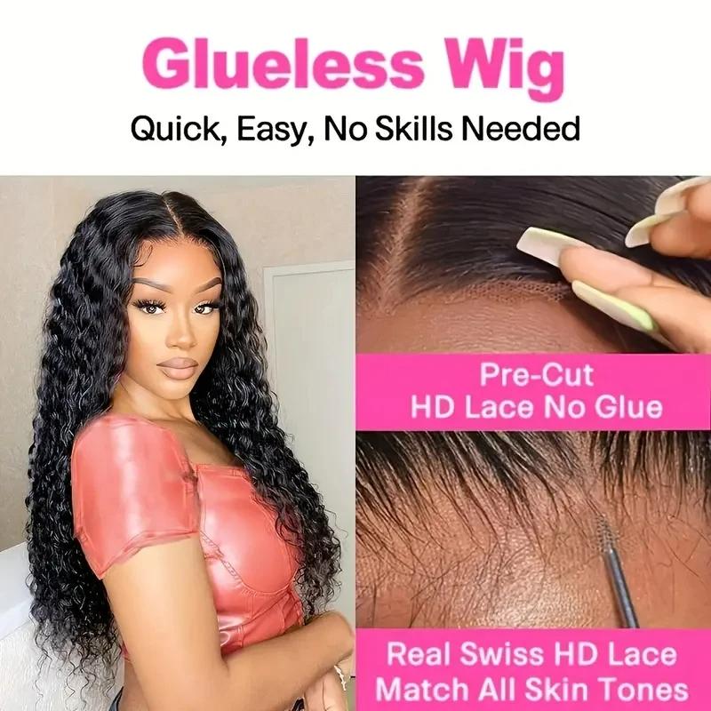 [Beginner Friendly] Bling Hair Glueless Wig Deep Wave 6x4 7x5 9x6 Real Human Hair Wigs HD Transparent Pre Cut Lace Closure Wigs Ready to Wear No Glue Wig 13x6 Lace Front Wigs TikTokShopHolidayHaul