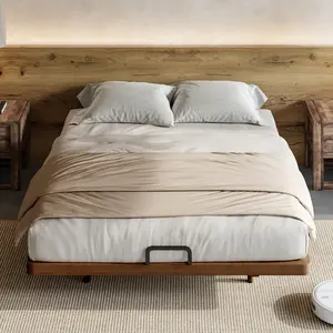 [Bellemave] Full/Queen/King Size Platform Bed, Solid Bamboo-made Floating Bed Frame with Support Slats for Bedroom, Guest Rooms, Dorms