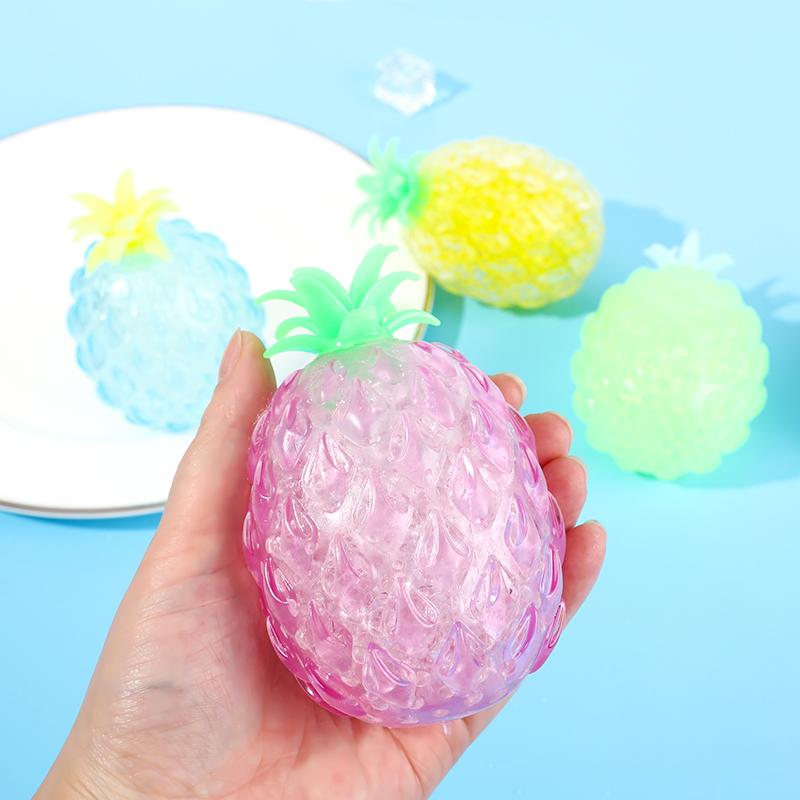 Pineapple Stress Ball Water Feeling Squishy Vent Toys Water Beads Squeeze Fidget Toy Anxiety Stress Relief Toy Sensory Squish