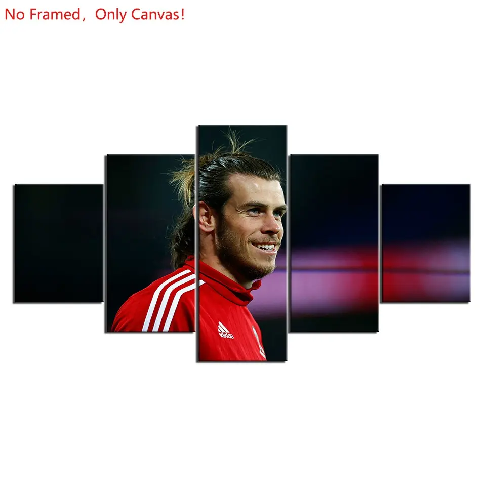 5 Piece/Set Frameless Canvas Painting Print Poster,Classic Pop Modern Sports Documentary Art,Soccer Gareth Bale Sports,Perfect Gift for Soccer Lovers,Ideal Gift for Bedroom,Study,Office,Living Room,Dorm Hallway,Kitchen,Mural,Wall Decoration