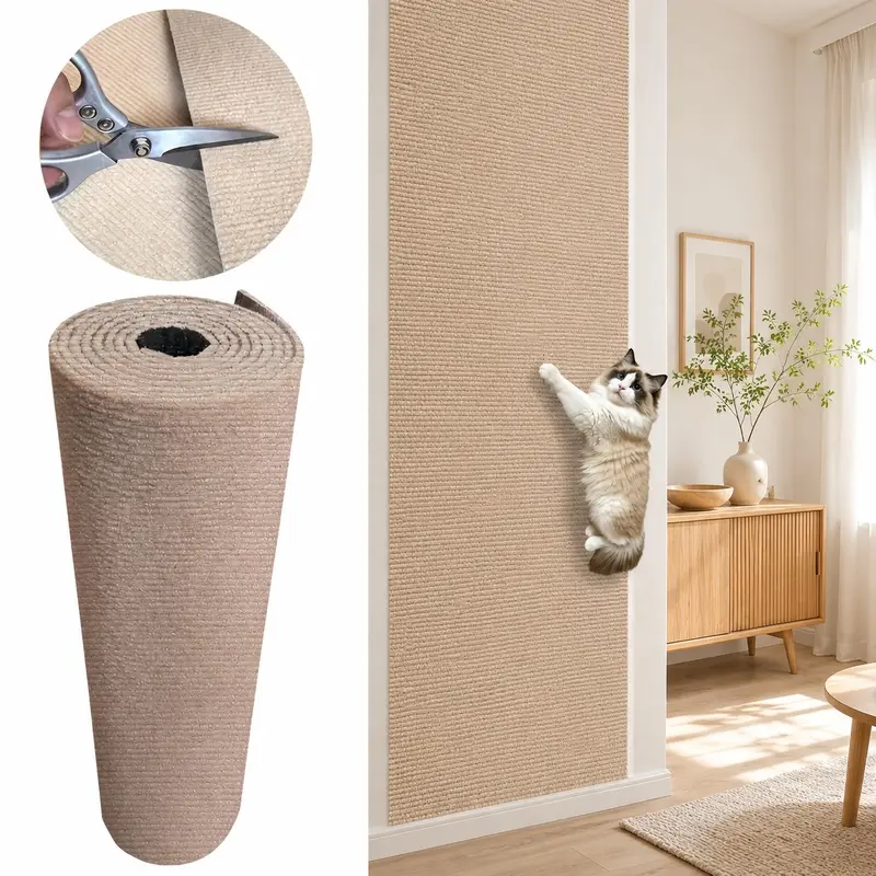 Durable Self-Adhesive Cat Scratch Pad Roll, Cuttable Furniture Protector, Sofa Corner Wall Guard, Indoor Cat Friendly, Easy Installation