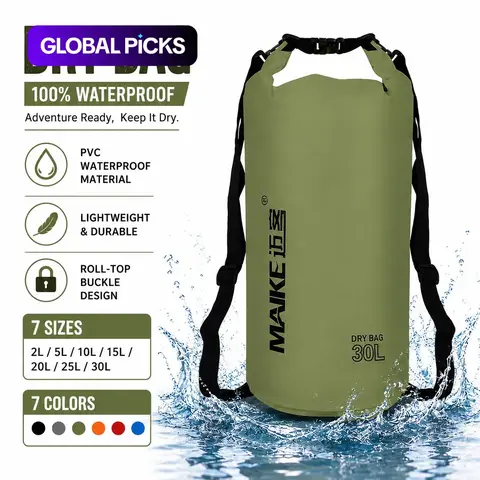 Outdoor Sport Waterproof Dry Bag with Roll-Top Seal, Boating Accessory, 2L/5L/10L/15L/20L/25L/30L Multi-Colors, Durable Fabric Travel Bag for Swimming, Beach, Rowing and Hiking #GLOBAL PICKS