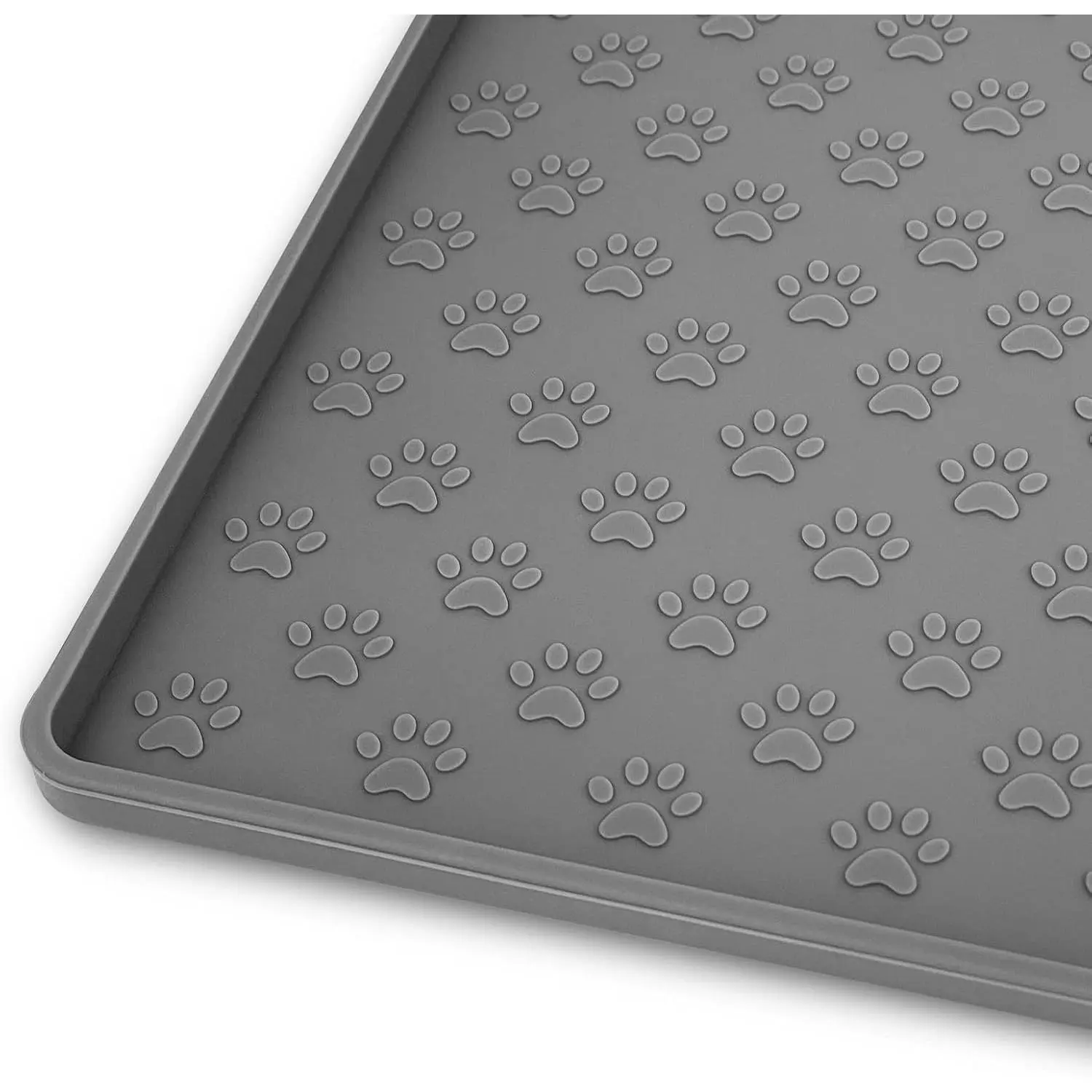 Pet Placemat for Dog and Cat, Mat for Prevent Food and Water Overflow, Suitable for Small, Medium and Big Pet, 18" 12", Grey, Silicone