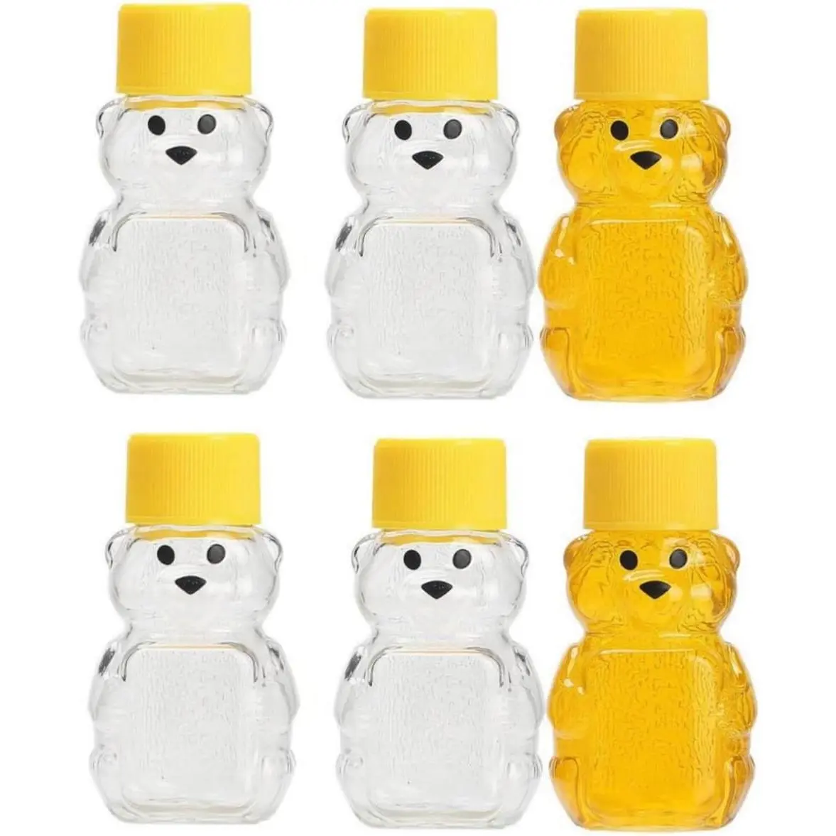 6 Pack Honey  Bottle 2oz  Shape Clear Empty Honey Bottles Honey Jar with Screw Lid,Plastic Mini Honey Jars Party Favors for Storing and Dispensing (6)