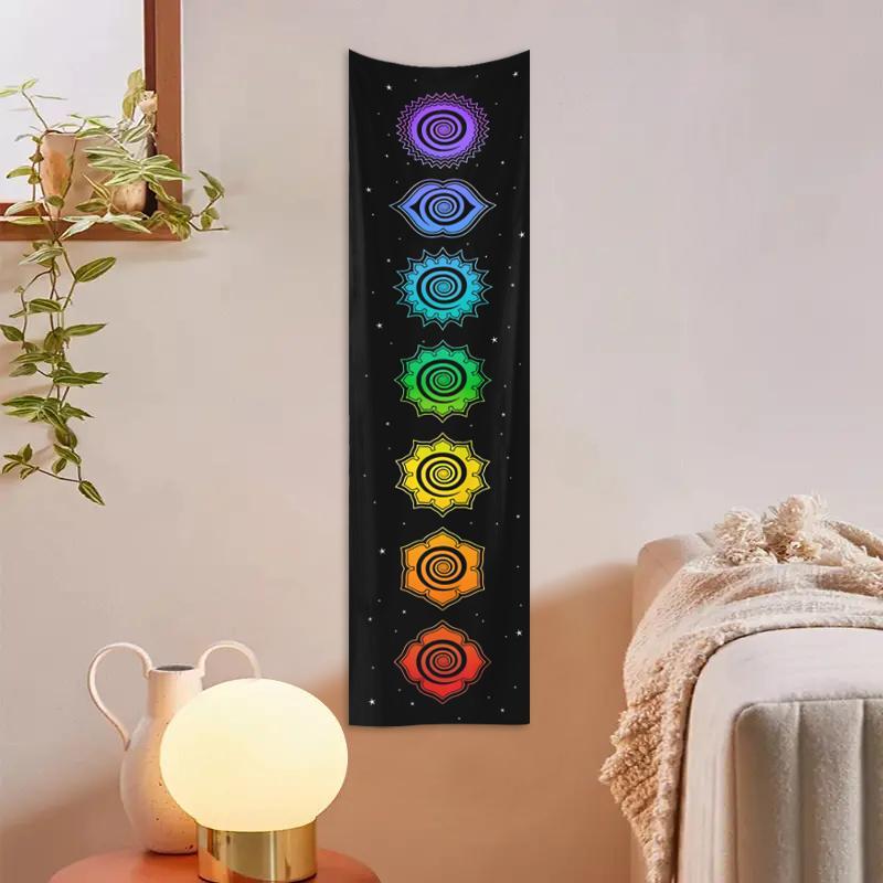 1 Piece Boho Style Colorful Moon Phase Tapestry, Cosmic Energy Meditation Tapestry, Square Wall Decoration Tapestry For Bedroom & Living Room, Wall Hanging Tapestry