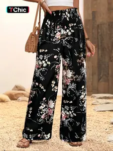 Women's Floral Print Pants, Boho Casual Comfy Trousers for Holiday Vacation Daily Wear, Women Bottoms for Summer