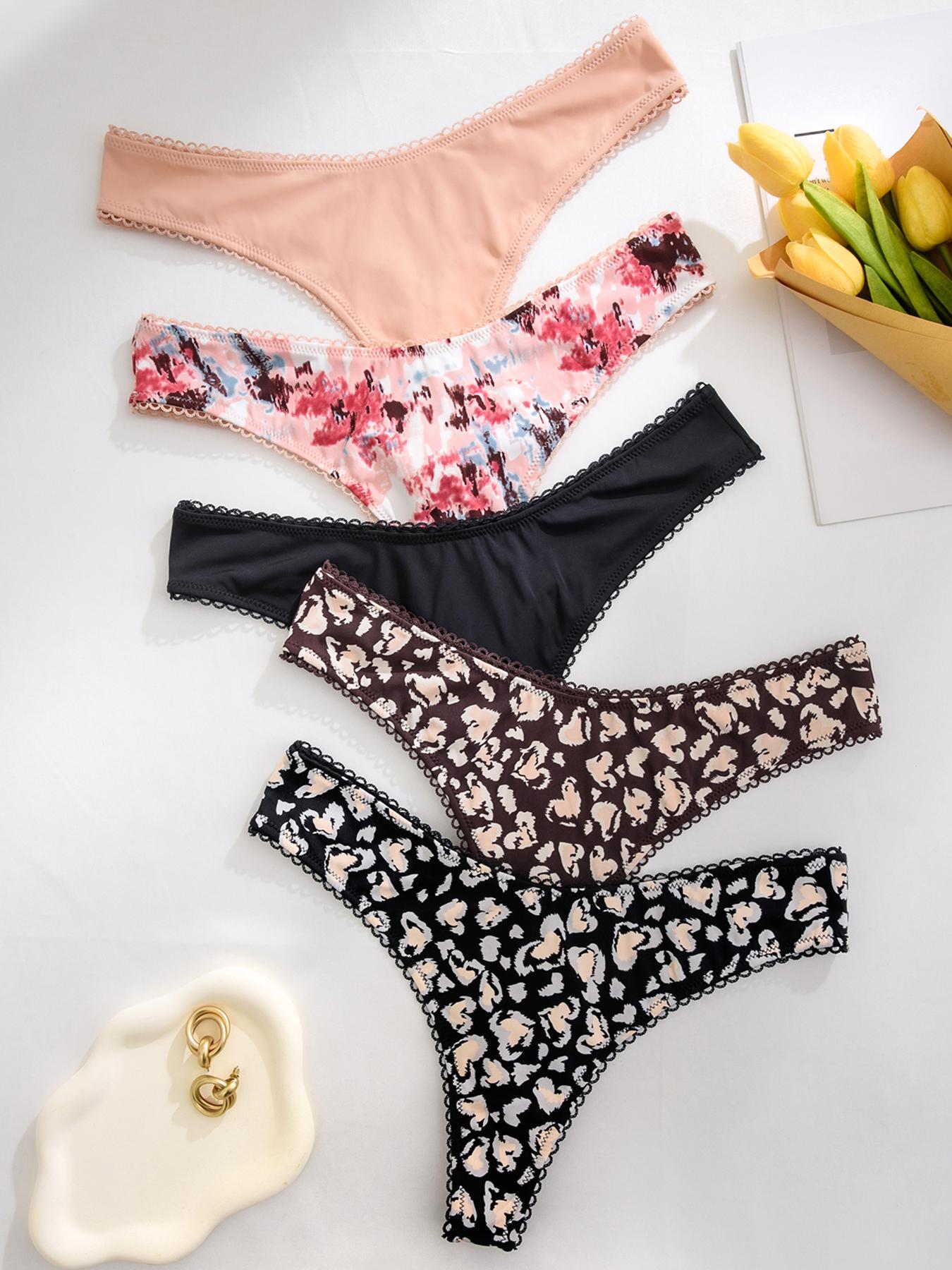 Women's All Over Print Thong, Soft Comfy Breathable Knicker for Daily Wear, Underwear for All Seasons, Fashion Comfy Underwear