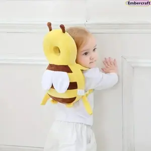 Viral Little Bee Baby Head Protector Pillow Backpack - 0-3 Years Polyester Novelty Print, Breathable Anti-Fall Safety Pad for Crawling, Soft Lightweight Daily Use Infant Back Cushion Travel Essential