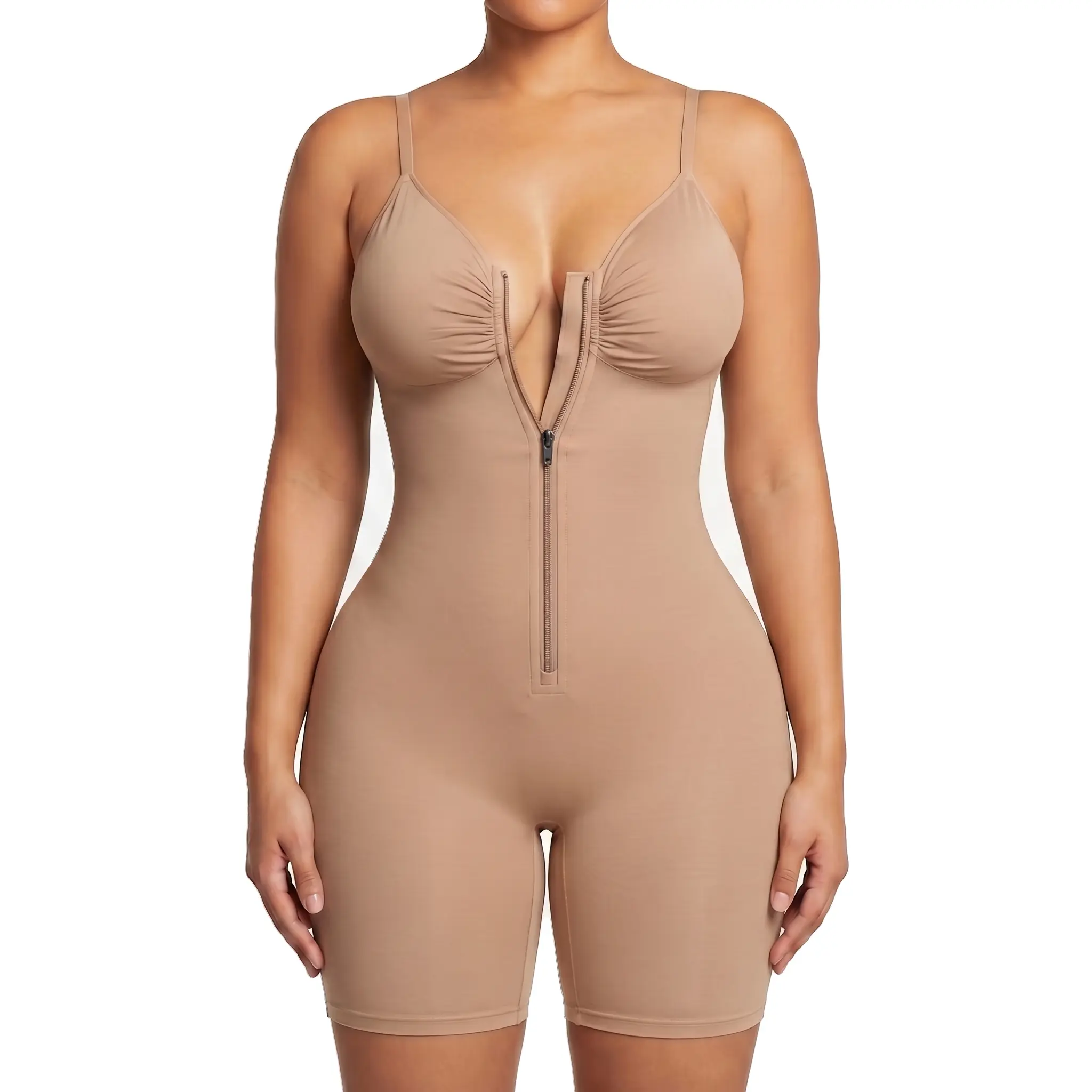 Women's Basic Faja Body Shaper - Seamless Stretchy Straps Curve Shapewear Bodysuit, Double-Layer Tummy Control Zip-Up Built-In Shapewear Bodysuit for Everyday Waist-Defining Silhouette, Fit, Waist Trainers, Chic Curves, Chest Shaping Shapewear Bodysuit
