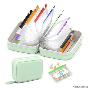 A8 14 Color Coded Waterproof Pouches Zippered Pill Organizer Binder Pouches Compact Reusable Travel Medicine Bag For Daily Use Purse Organization Hacks For Women And Men Aesthetic Vitamin Storage Case