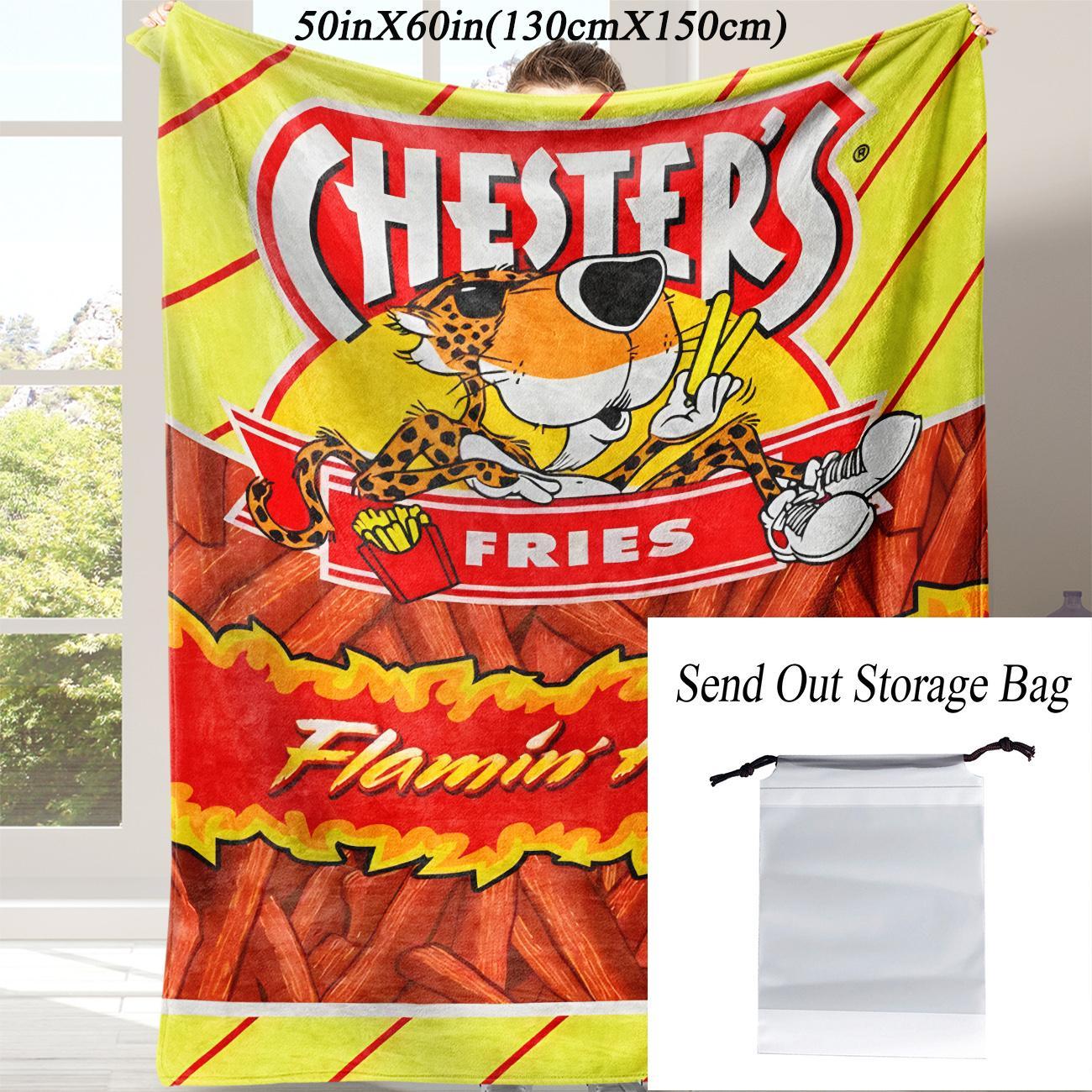 Corn Chips Pattern Flannel Plush Blankets, 1 Count Multifunctional Throw Blanket, Warm Nap Blanket for Home Office Travel Camping, Comfy Blankets