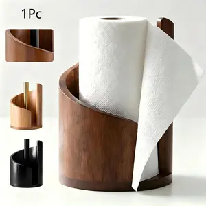 2026 New Countertop Paper Towel Holder, Solid Natural Mango Wood Base & Rustic Iron Stand, Freestanding Kitchen Tissue Roll Storage Organizer, Farmhouse Tabletop Home Decor