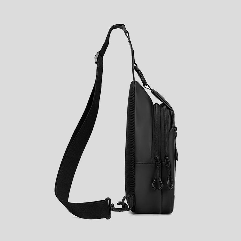 Men's Versatile Sling Chest Bag - Removable Adjustable Strap & Zipper Pockets Shoulder Bags for Business Travel