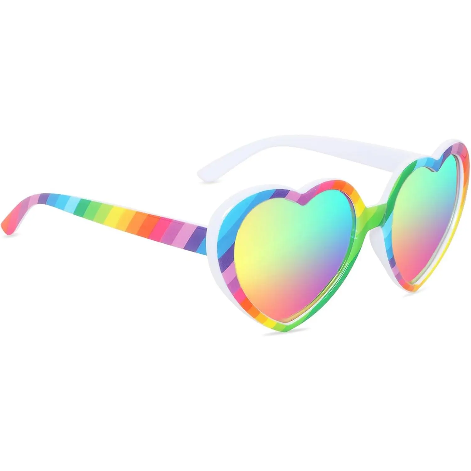 Polarized Rainbow Heart Sunglasses for Women Rainbow Eyeglasses UV400 Trendy Love Shaped Sunglasses Pride Accessories