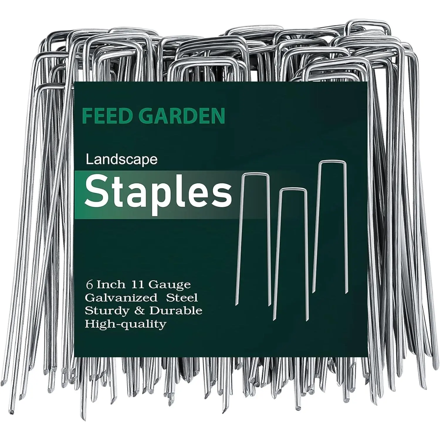 GARDEN 6 Inch 100 Pack Galvanized Landscape Staples Plant Cover Stakes 11 Gauge Tent Stakes Garden Stakes Landscaping Fabric SOD Pins Yard Stakes for Decoration Weed Barrier Fabric