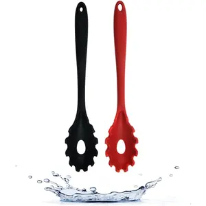 11.2" 2-Pack Silicone Pasta Fork Spaghetti Server Spoon, Heat Resistant 600°F, Food Grade BPA Free Noodle Serving Spoon