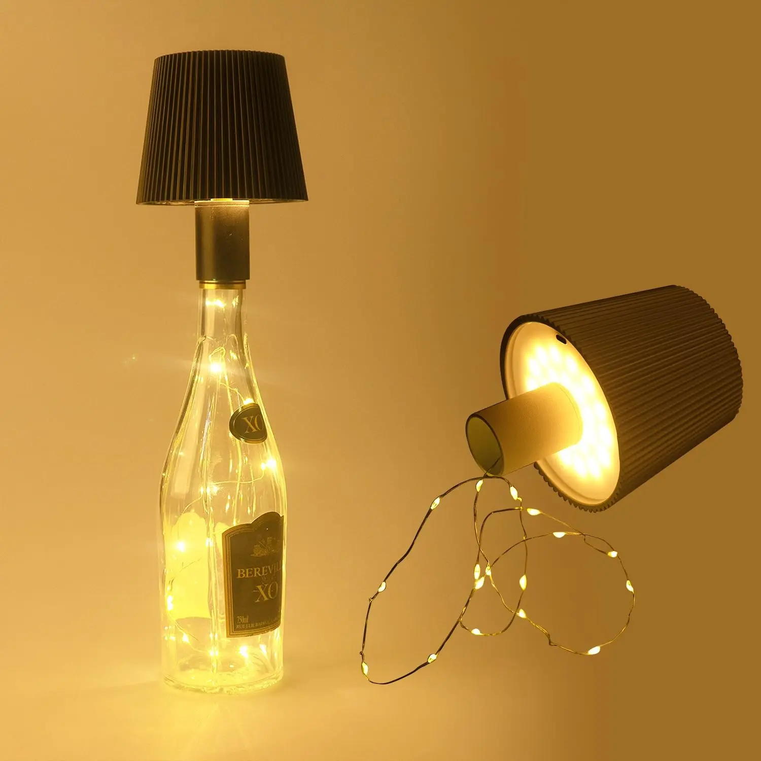 Wireless Bottle Light, 3-Color Dimmable, 5600mah Rechargeable Touch Table Lamp, 80cm LED Warm Light Strip, Bedroom/dining Room/bars