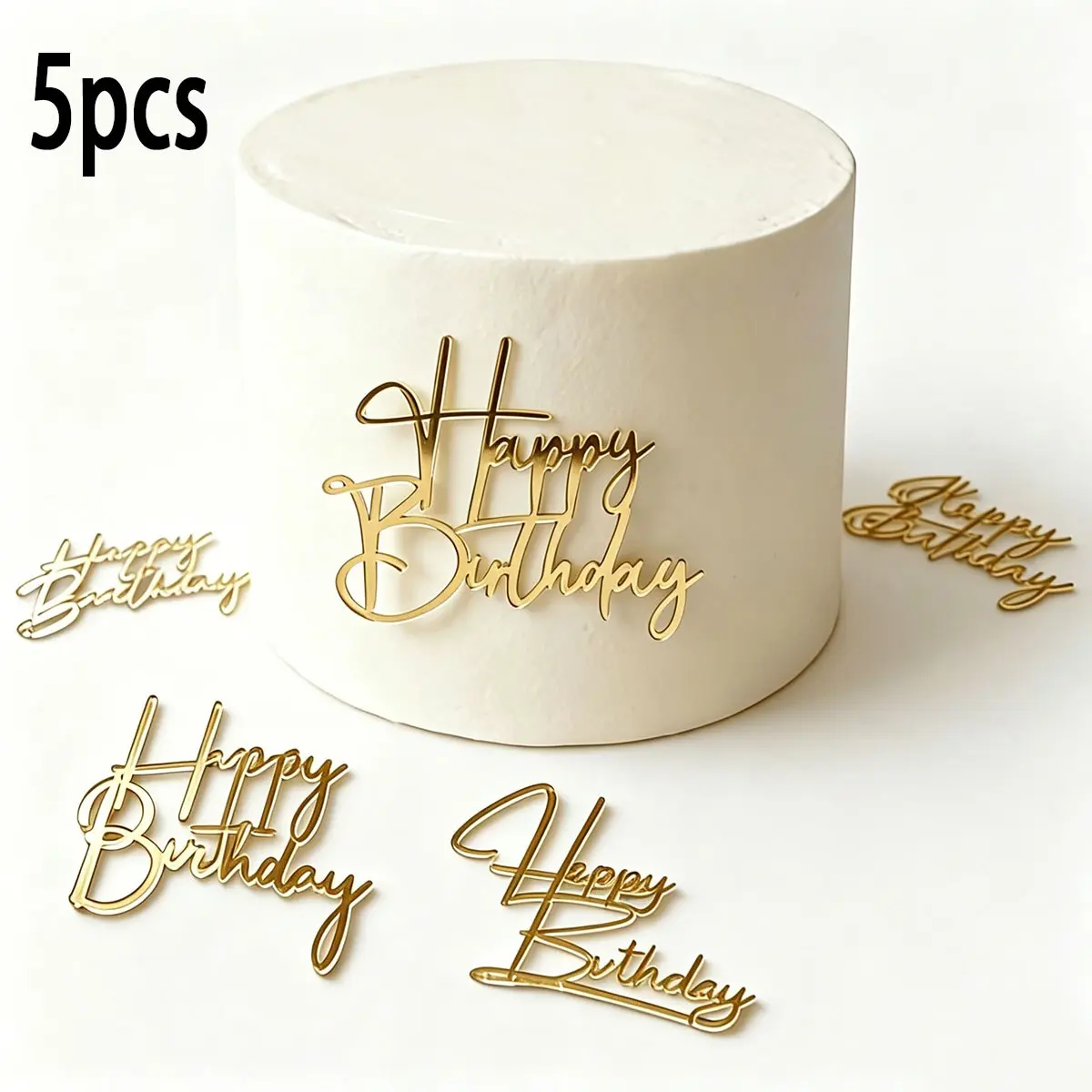 5pcs/2pcs Happy Birthday Cake Topper Decorations, Acrylic Letter Cake Decoration, Birthday Party Cake Decor, Birthday Gift, Table Centerpiece