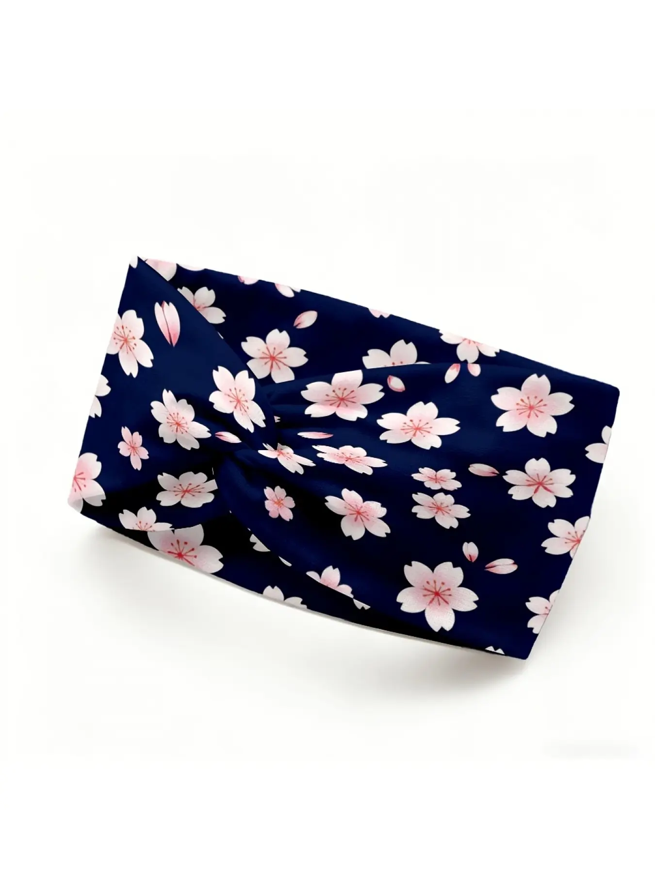 1pc 2D Plane Printed Dark Blue Background Powder White Cherry Blossom Pattern Hair Band, Yoga / Gym / Running, Athletic Headbands, Travel / Outing / Beach, Wide Side / Non-Slip / Elastic, Hair Band / Casual Headwear
