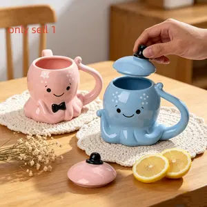 Halloween Octopus Mug 3D Cute Coffee Cup, Ghost Ceramic Halloween Christmas Birthday Party Gift and Decoration, Kids Adult