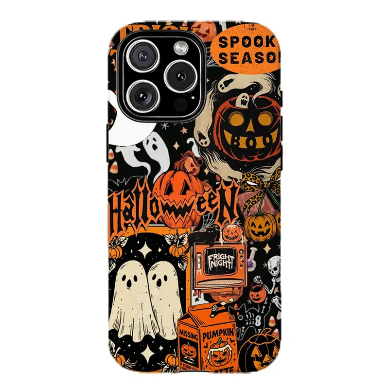 Halloween Spook Season Ghost Pumpkin Phone Case ,Retro Spooky Cover,for iPhone 17 16 15 14 13 12 11 8 7 Plus Pro Max/X/XS/XR and for Samsung S21 S22 S23 S24 S25 S26 Fe/Plus/Ultra,The Best Halloween Gifts