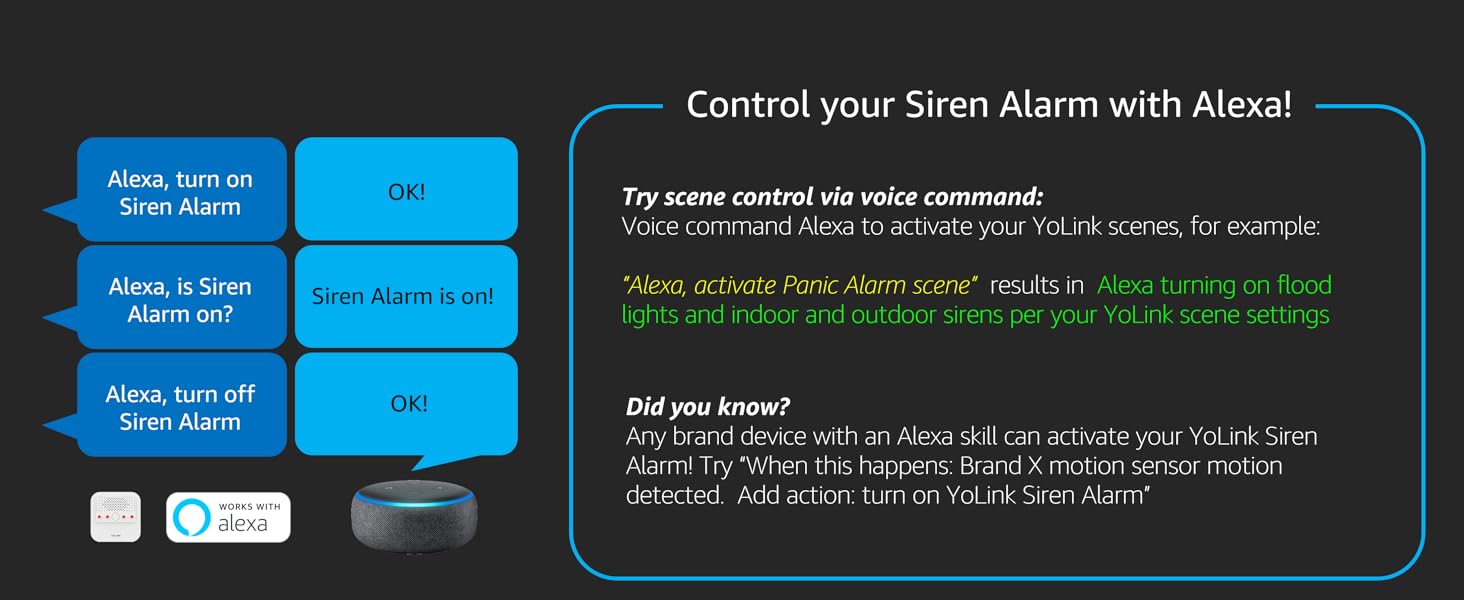 Smart Siren Alarm, Wireless Home Security Alarm with 110 dB Loud Audible Alerts, Remote Control, Compatible with Alexa, Google, Home Assistant, IFTTT - Hub Required Smart Siren Alarm, Wireless Home Security Alarm with 110 dB Loud Audible Alerts, Remote Control, Compatible with Alexa, Google, Home Assistant, IFTTT - Hub Required