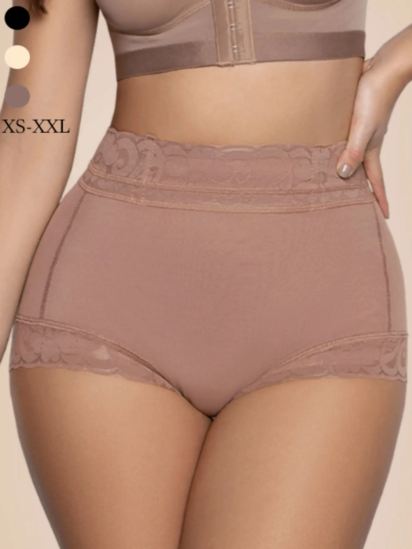 Women's Waist Cinching Butt Lifting Two-In-One Shapewear, Invisible Seamless Lace Trim Shorts, Daily Wear Slimming Underwear