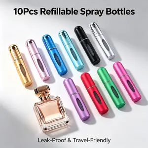 IBEQUEM 10 Pack 5ml Refillable Perfume Atomizers| Mini Portable Travel Spray Bottles, Multi-Color Empty Fragrance Pump Cases