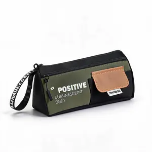 2026 New Triangular Canvas Pencil Case, Large Capacity, Stain-Resistant, Suitable for Elementary and Middle School, Multiple Colors Available