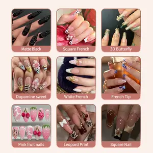 3 Sets,Total 72 PCS Press On Nails,New arrivals,best sellers,3D flower & butterfly nails, all can be matched.