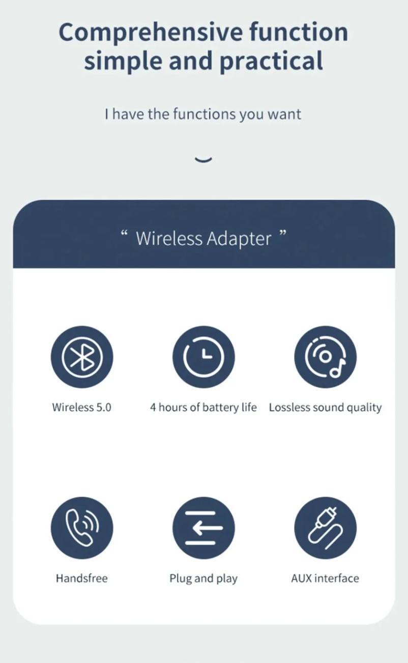 Bluetooth 6.0 Audio Wireless Adapter Receiver  Handfree Call 3.5mm AUX Jack USB Dongle Stereo Music For TV PC Car Kit