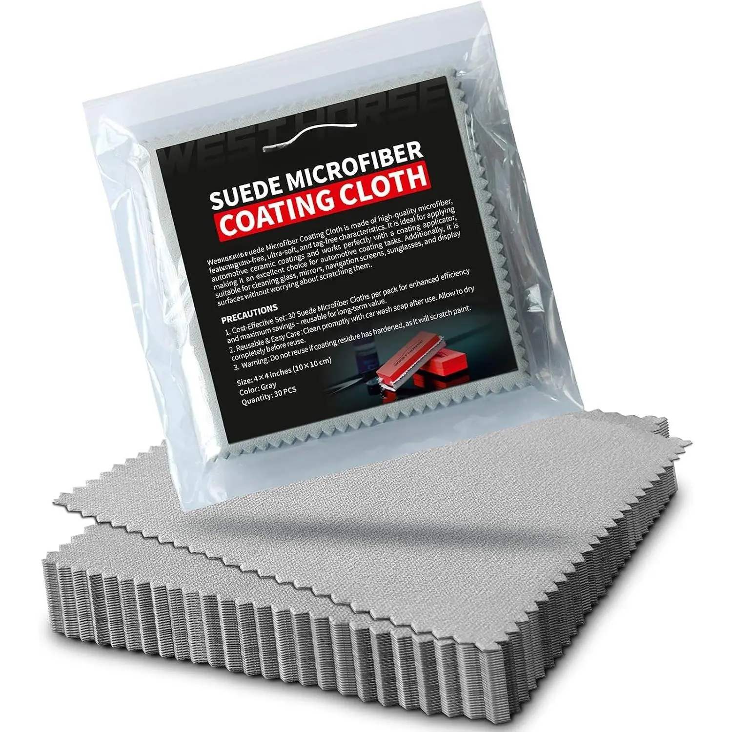 Suede Cloths, 30 Count, 4 x 4 inches, Grey | for Applying and Leveling Coatings, Scratch-Free, Ultra Absorbent Microfiber